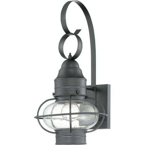 Außenleuchte Wandlampe Vintage E27 H: 45 cm Schwarz Laterne Haus Garten außen