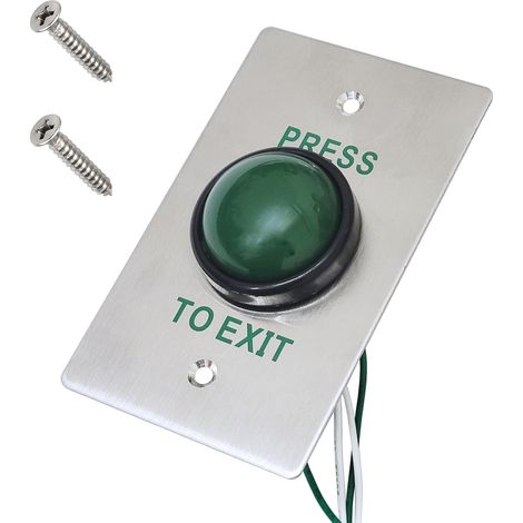 Stainless Steel Push to Exit Button Switch Green Press to Exit Switch Brushed Finish Panel Door Button with Screws for Access Control Lock Set (115mm70mm) (1/5)