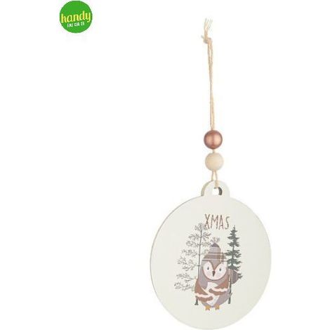Pendaglio natalizio charis Bizzotto con gufo Ø 10 cm bianco