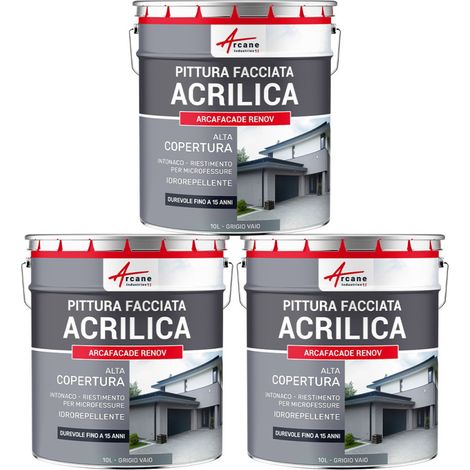 Pittura acrilica per esterni: per facciate esterne e stucco - ARCAFAÇADE RENOV - 3 x 10 L Grigio vaio - RAL 7000 - ARCANE INDUSTRIES (1/5)