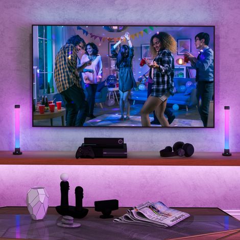 Tischlampen-Set mit Bluetooth-App-Fernbedienung, Musiksynchronisation und Timer, Weiß (1/5)