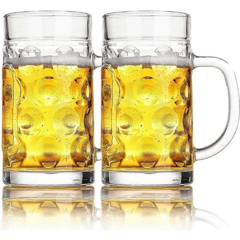 Gefrorene Bierkrüge, Glaskrüge mit Henkeln, große, durchsichtige Bierkrüge (1/5)