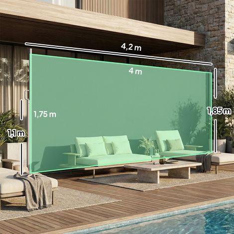 Store latéral extensible, brise-vue pour espaces extérieurs, hydrofuge, protection UV 50+, 420 x 185 cm, gris foncé (1/5)