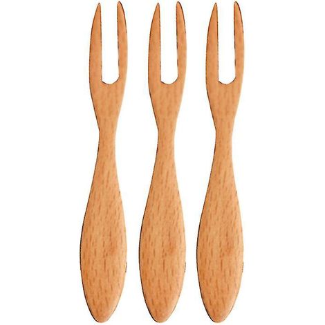 3 fourchettes à fruits en bois