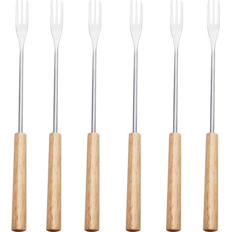Lot De 6 Piques À Fondue "chaleur" 23cm Naturel