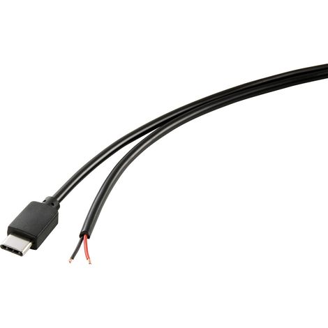 TRU COMPONENTS  Strom-Kabel Raspberry Pi® [1x USB-C® Stecker - 1x offene Kabelenden] 1.00 m Schwarz