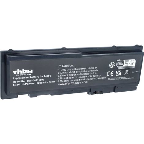 vhbw Akku kompatibel mit Lenovo ThinkPad T430Si (2358) Notebook (2200 mAh, 14,8 V, Li-Ion) (1/5)