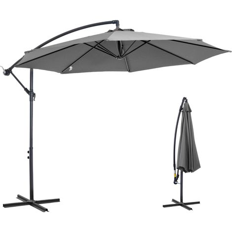 Parapluie à cantilever Parapluie suspendu en acier banane gris foncé 3M Patio