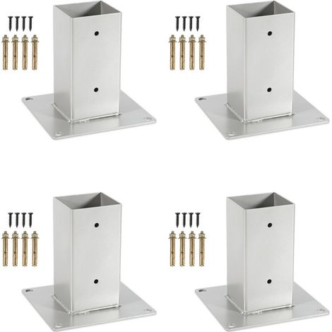Hengda 4x Manicotto a vite quadrato Supporto per recinzione Ancoraggio in acciaio per Carport 70x70mm (1/5)