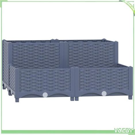 Lit surélevé (jardinière) - FAFEICY - 310409 - 80x80x38 cm - Polypropylène - Bleu gris (1/5)