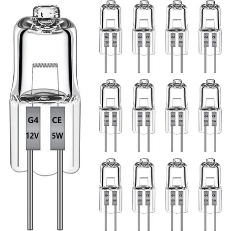 12 Pièces Ampoule Halogène G4 12V 5W 70LM, Ampoule Dimmable 2700K Blanc Chaud, G4 Halogène Pour Hotte, Cuisine, Salon, Chambre, L'éclairage D'Armoire et Ainsi de Suite (1/5)