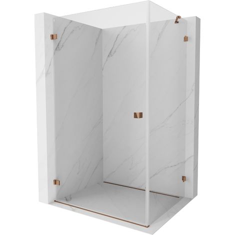 Mexen Lunar-B cabine de douche pivotante gauche 90 x 80 cm, transparent, or rose - 832-090-080-60-00-L (1/5)