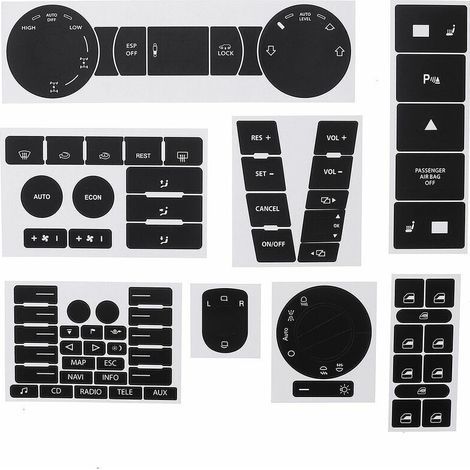 Reparaturaufkleber-Set für VW Touareg 2004–2009 – Mattschwarz – 8 Aufkleber für Bedienelemente – bis 2009 (1/5)