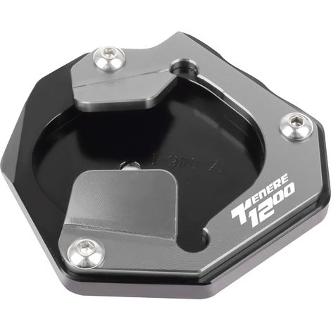Béquille latérale CNC compatible avec Yamaha XT 1200 Z Super Ténéré 1200 XT1200Z XT1200ZE (gris avec logo) - Plaque d'extension et coussinet maxpower (1/4)