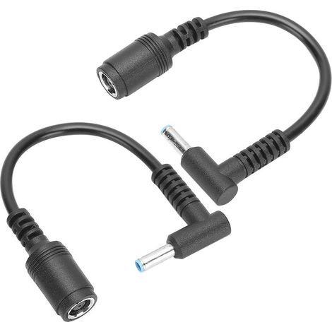 Câble adaptateur secteur 2 pièces, 7,4 x 5 mm femelle vers 4,5 x 3 mm mâle, pointe courbée avec broche pour HP Ultrabook (1/4)
