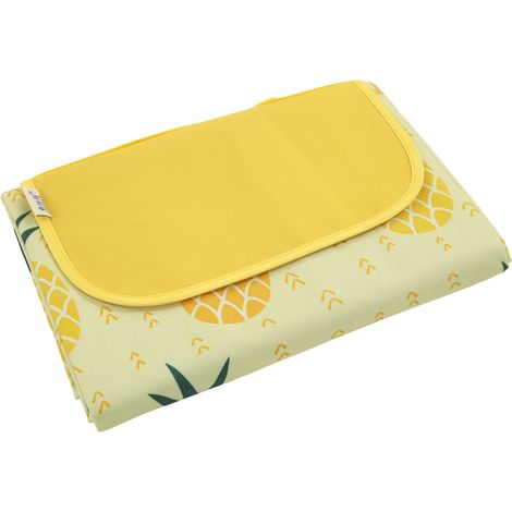 Couverture de pique-nique pliable en tissu Oxford doux, extra large, portable et pliable, idéale pour la plage, le camping, la randonnée et les voyages en plein air (jaune). (1/5)