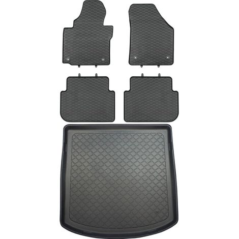 Volkswagen Touran I 1T VAN de 2010-2015 SET - Alfombrillas de goma para coche + alfombrilla para maletero