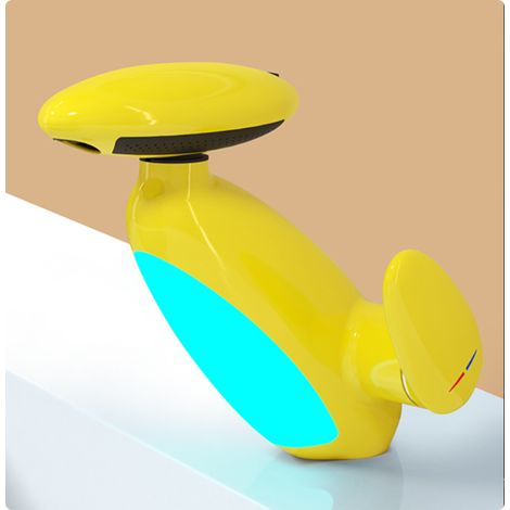 Robinet de salle de bain à LED Penguin, éclairage multicolore, bec pivotant et extractible à 360°, 4 jets, cartouche de valve en céramique (jaune) (1/5)
