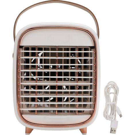 Ortviai Ventilateur de bureau rétro avec brumisation, 3 vitesses, batterie intégrée 2000 mAh, 240 ml, USB (1/5)