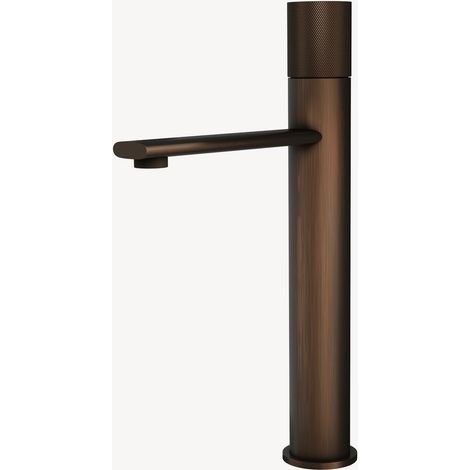 Mitigeur de lavabo en laiton bronze à poser – Poignée unique – Hauteur 335 mm – Hauteur sous bec 240 mm – Monotrou standard – Valve céramique – Lookshop (1/4)