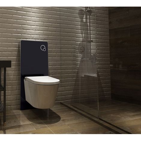 Schwarzglas Sanitärmodul für Wand-WC inkl. Betätigungsplatte