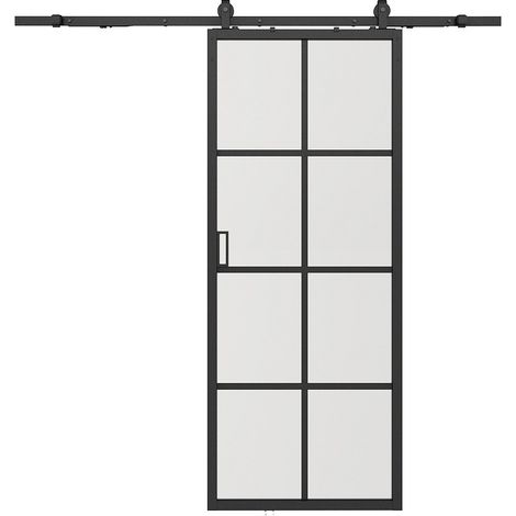 Porta scorrevole con sistema esterno muro H205 x L73 cm  Alluminio e Vetro temperato smerigliato - WILDEN II