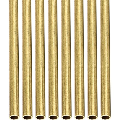 2 mm x 0.2 mm x 300 mm (ODxWall TxL) Brass Tube – 8 Pack – Good for Machinery Equipment DIY Decorative Frame – Round Metal Tube (1/5)