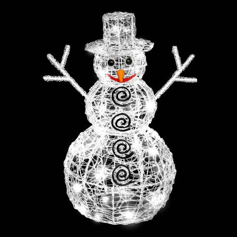 Fééric Lights And Christmas – Déco lumineuse bonhomme de neige 3D 100 LED blanc H 60 cm – Alimentation électrique IP44 – Utilisation intérieure et extérieure