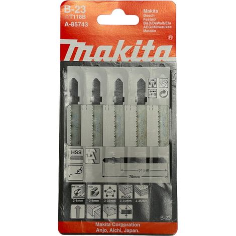 Makita Stichsägeblätter 5tlg. Metall Alu HSS GL 76 mm AL 51mm A-85743 B-23