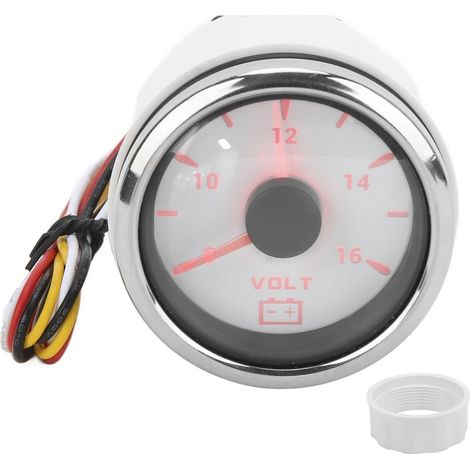 Jauge de tension marine 52mm, pointeur 8-16V, rétro-éclairage 7 couleurs, voltmètre étanche IP67 pour bateau, camping-car, voiture, 9-32V, blanc (1/5)