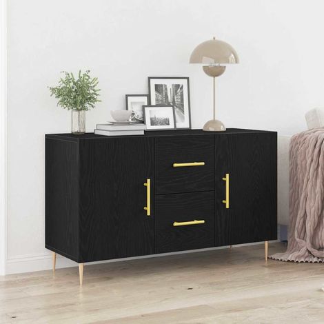 Sideboard Schwarz Eichen-Optik 100 x 36 x 60 cm Holzwerkstoff (1/5)