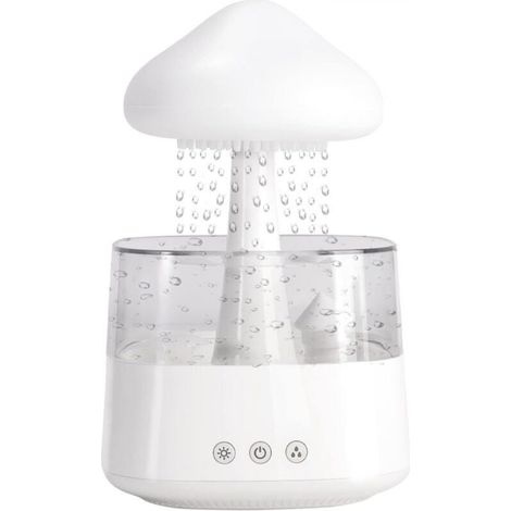 Rain Lamp Air Humidifier 450 ML, Essential Oil Diffuser, Rain-Cloud Humidifier with 7 Color LED Lights, Mushroom Rain Lamp for Home, Office and Bedroom (White) (1/4)