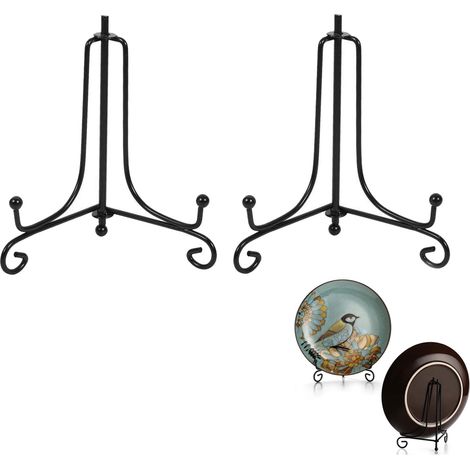 Petits Chevalets Décoratifs en Métal,2 Pack Support Assiette Decorative,Présentoirs en Fer Style Chevalet,Porte Assiette,Chevalet Table,Petit Chevalets,pour Photo,Livres Cuisine,Assiettes Décoratives (1/5)