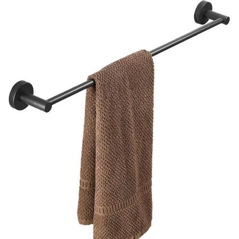 Porte-serviettes mural 50 cm pour salle de bain/WC, noir (1/5)