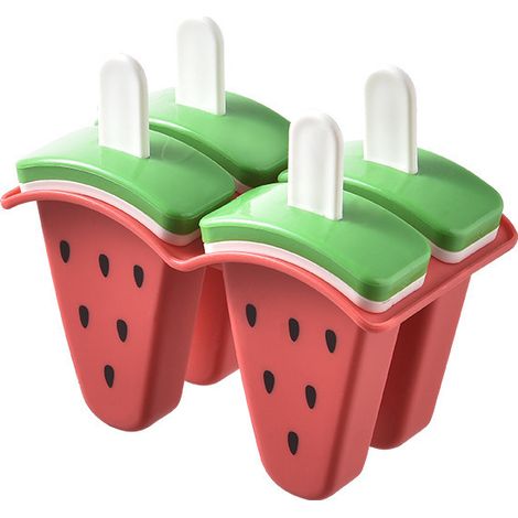 Moule à glace en silicone à la pastèque - Machine à glaces réutilisables à 4 compartiments pour les friandises d'été