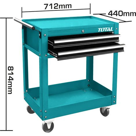 CARRELLO 2 RIPIANI PIANI CASSETTI OFFICINA PORTA ATTREZZI UTENSILI RUOTE 201