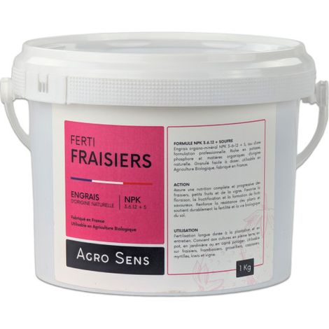 Ferti Fraisiers - Engrais pour fraisiers, vignes et petits fruits - Seau 1 kg
