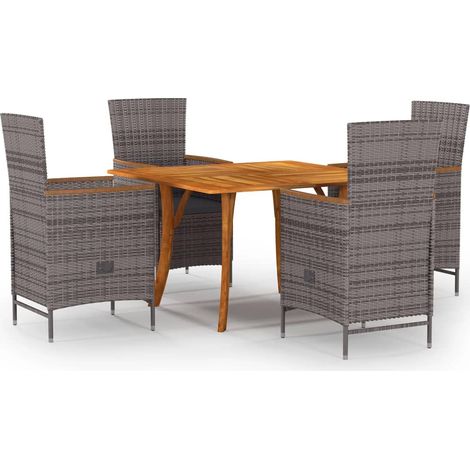 Juego de comedor para jardín 5 piezas gris vidaXL (1/5)
