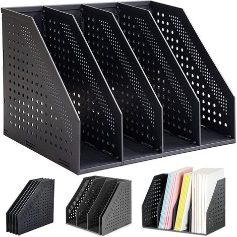 Porte-revues pliable,4 compartiments Porte Revue Bureau Dossier Classeur Rangement Documents Porte Livre pour Bureau École papeterie Document en papier (1/5)