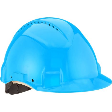 3M Peltor G 3000 Series Elmetto di Protezione con Uvicator senza Cricchetto e Fascia Antisudore in Pelle, Blu