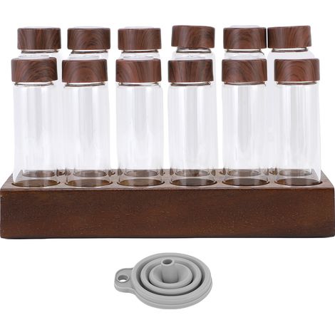 Présentoir en tube de verre, support en bois, valve unidirectionnelle multifonctionnelle, stockage de grains de café, conteneur pour cuisine, dortoir, 12 trous