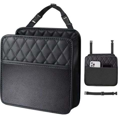 Poubelle suspendue pour voiture : sac pliable avec sangle réglable pour dossier de siège. Poubelle portable pour voitures, SUV, camions et minifourgonnettes. (1/4)
