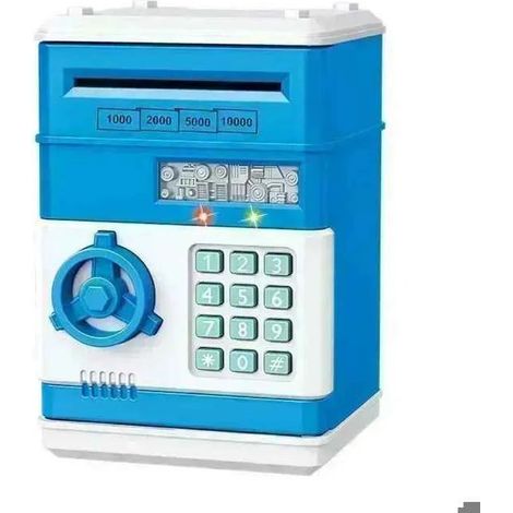 Tirelire électronique automatique bleue, coffre-fort à code avec compteur, mini tirelire