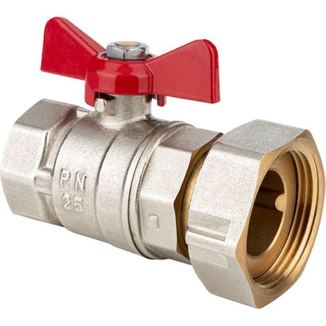 Absperrkugelhahn mit plombierbarer Drehmutter und Aluminium-Absperrklappe SPIN 1''x1 1/4 Zoll für Wasserzähler (1/2)