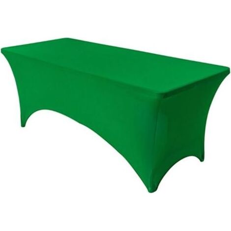 Nappe Extensible Rectangulaire Ajustées, Nappe de Fête en Élasthanne pour Cocktail Anniversaire Mariage Événement, Couverture Table Pliante, Lavable et Infroissable (Vert,183x76x76cm) (1/2)