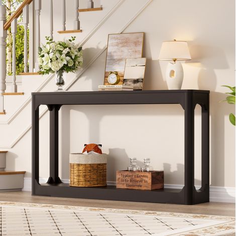 Mesa consola de entrada 140 cm en MDF negra con almacenaje HAVRYA (1/5)