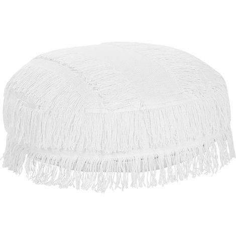 Coussin d'Assise de Sol Rond Moelleux en Coton 50 cm Blanc Oulad (1/5)