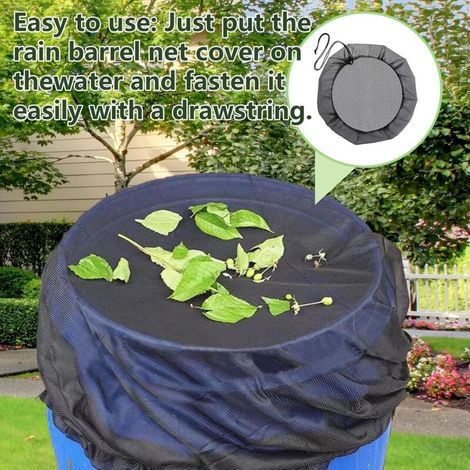 3 Pcs Filet pour Citerne de Pluie: Filet de Protection avec Cordon Serrage Réservoir D'eau Couvercle Ajustable, Filet Protection Protège Contre Feuilles et Larves Moustiques - Diamètre 80 cm (1/4)