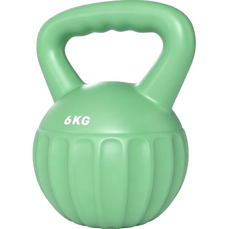 Haltère kettlebell 6 kg, rempli de sable, pour débutants, musculation à domicile, 17 x 17 x 23 cm, vert (1/5)