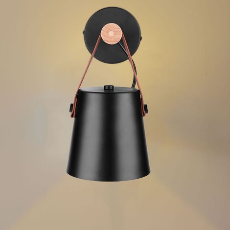 Modern Wooden Iron Bedroom Wall Mount Lamp Porch Corridor Study Light Fixture Room Decor(Black) (1/5)